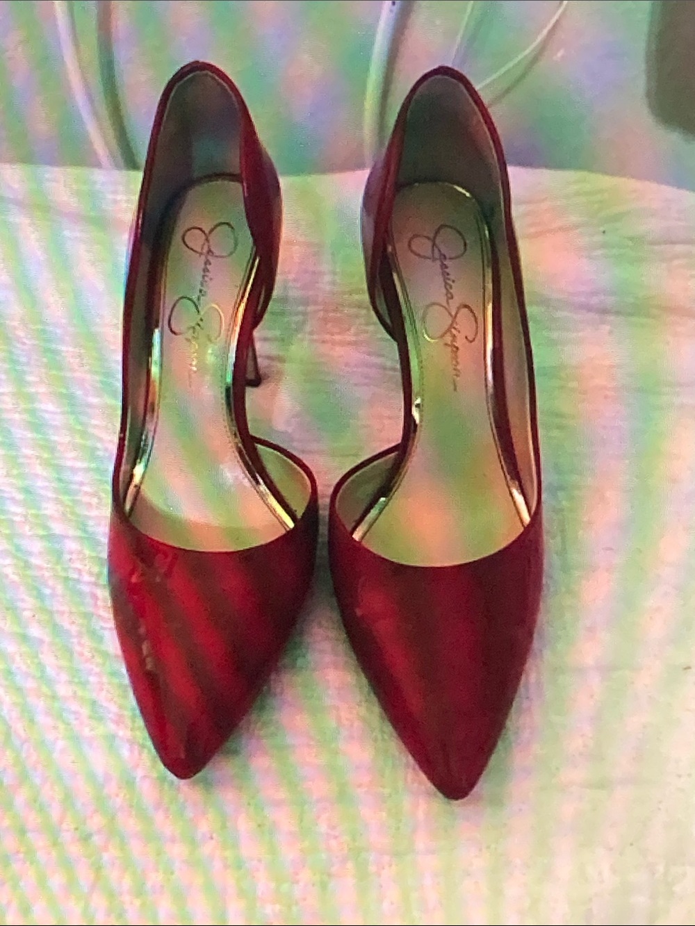 Jessica Simpson Red Pointed-Toe D'Orsay Stiletto Heels